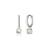 Soft Silver Hoop, White Rhodium, Natural Green Amethyst + Give Hope Gift